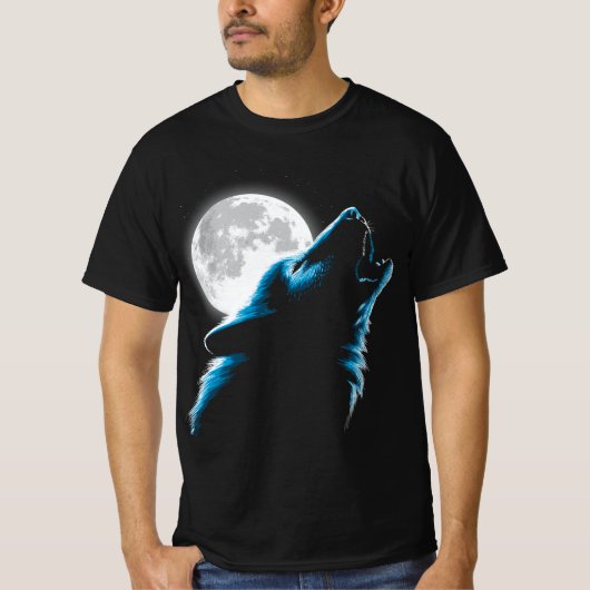Lobo aullando a la luna t-shirt (Voorkant)