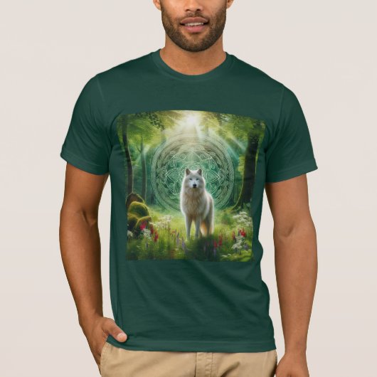 Lobo Blanco Místico en Bosque Encantado T-shirt (Voorkant)