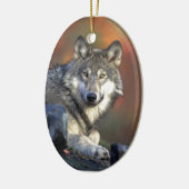 Lobo Gris Keramisch Ornament (Links)