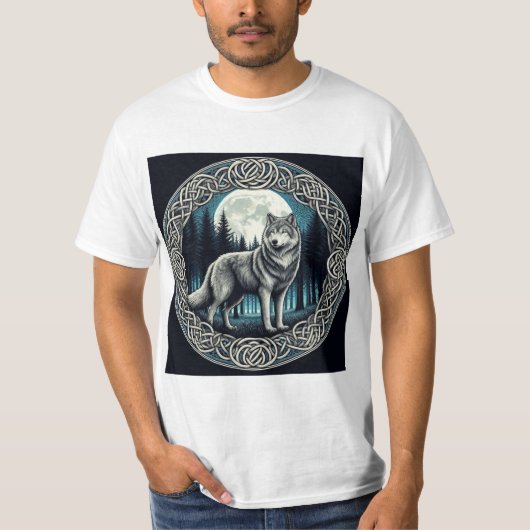 Lobo Místico en Círculo Céltico T-shirt (Voorkant)