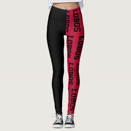 LOBOS Bold Cherry Red Black Modern New Mexico Leggings (Voorkant)