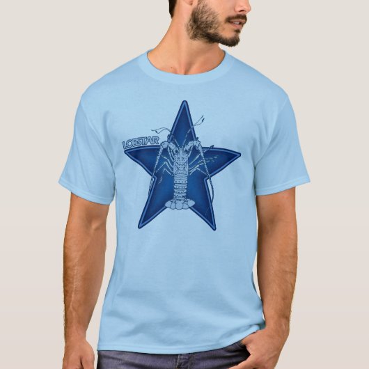 Lobstar Twee op blauw T-shirt (Voorkant)