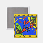 Lobster, Abstracte kraakvis, matisse stijl Magneet (Voorkant / Achterkant)