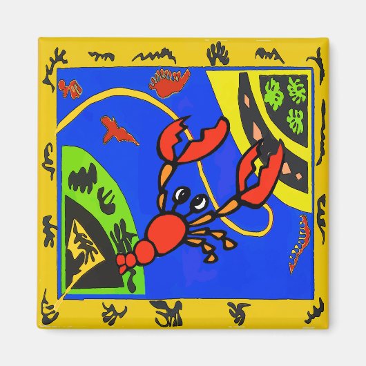 Lobster, Abstracte kraakvis, matisse stijl Magneet (Voorkant)