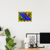 Lobster, Abstracte kraakvis, matisse stijl Poster (Thuiskantoor)