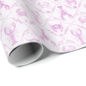 Lobster and Crabs Light Pink Preppy  Cadeaupapier (Rol Hoek)