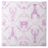 Lobster and Crabs Light Pink Preppy Nursery Tegeltje (Voorkant)