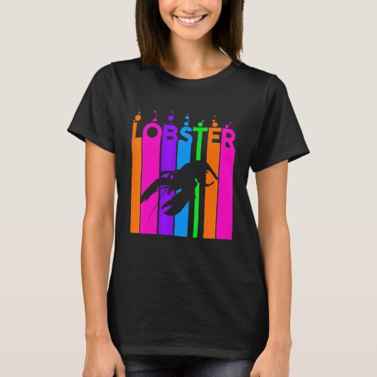 Lobster Animal Rainbow Bubble met Silhouette T-shirt (Voorkant)
