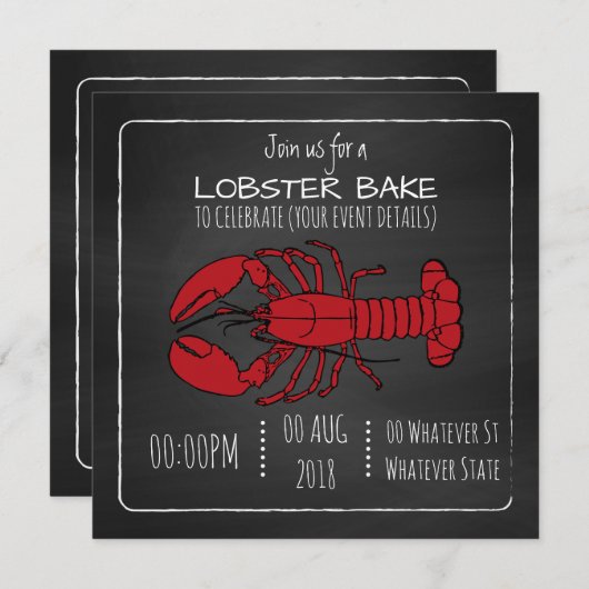 Lobster Bake/Boil Chalkboard op maat Kaart (Voorkant / Achterkant)