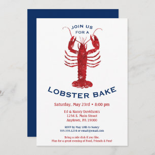 Lobster Bake Boil Invitation Seafood Dinner Kaart