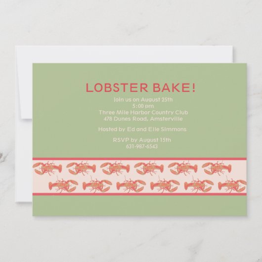 Lobster Bake Invitation Kaart (Voorkant)