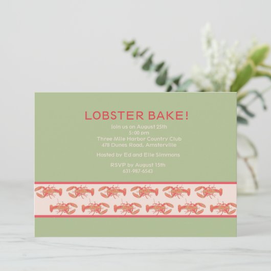 Lobster Bake Invitation Kaart (Staand voorkant)