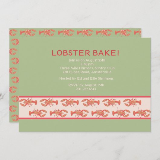 Lobster Bake Invitation Kaart (Voorkant / Achterkant)