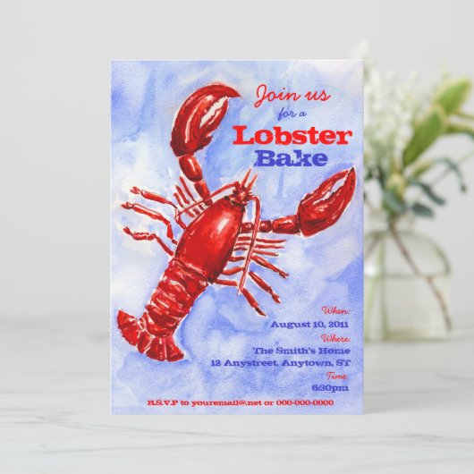 Lobster Bake Invitation Kaart (Staand voorkant)