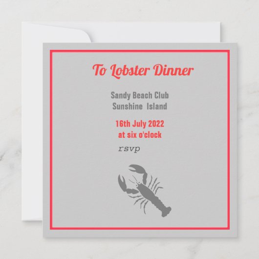 Lobster Bake Invitation Kaart (Achterkant)