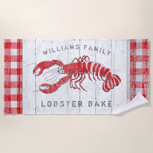 Lobster Bake Monogrammed Familienaam Strandlaken (Voorkant)