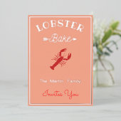Lobster Bake - retro typografie Folie Uitnodiging (Staand Voorkant)