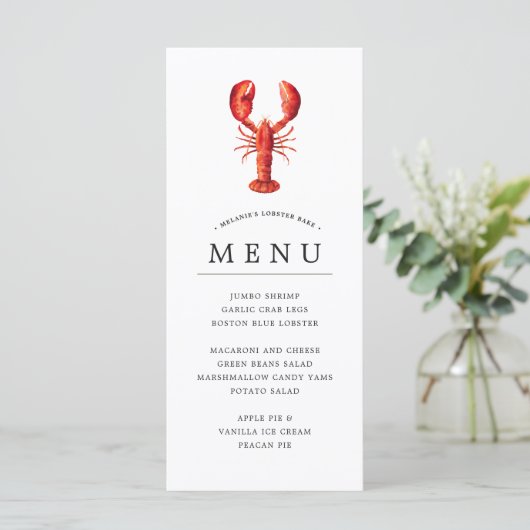 Lobster Bake | Rode Getijde Thema Menu (Staand voorkant)