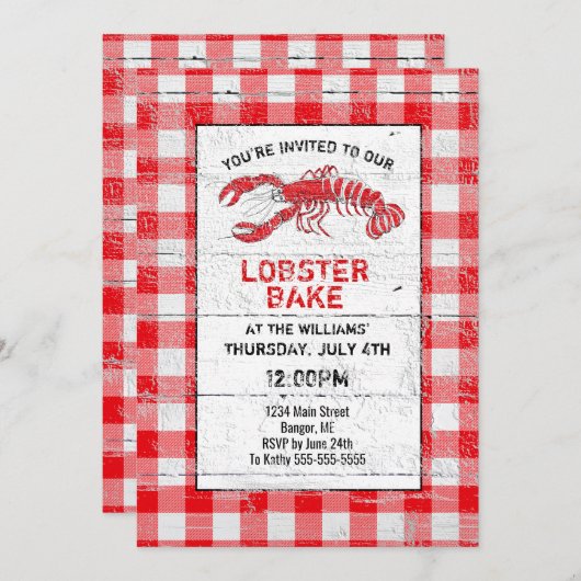 Lobster Bake Rustic Red Buffalo Aanwezigheid Kaart (Voorkant / Achterkant)