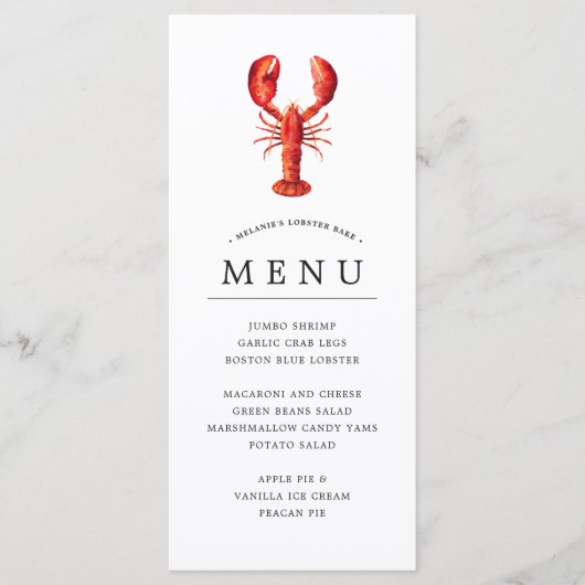 Lobster Bake | Thema "Red Tide" Menu (Voorkant)