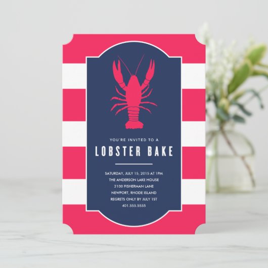 Lobster Bake | Uitnodiging zomerpartij (Staand voorkant)