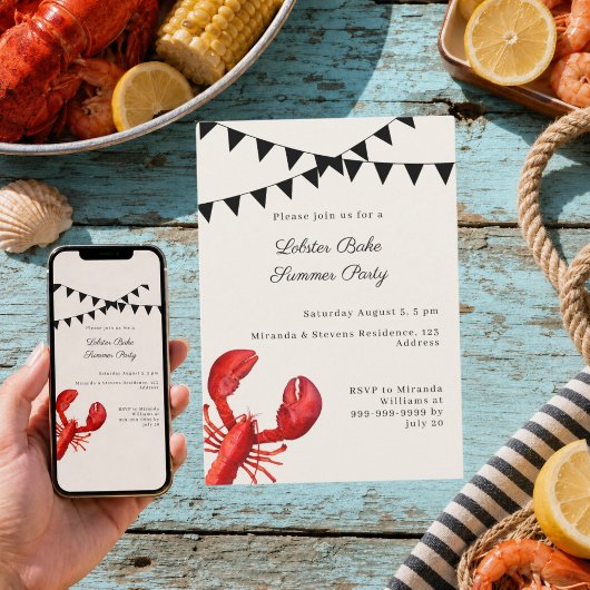 Lobster Bake zand Zomerfeest Kaart