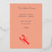 Lobster Bakken - retro typografie Folie Uitnodigin Uitnodiging (Achterkant)
