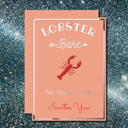 Lobster Bakken - retro typografie Folie Uitnodigin Uitnodiging