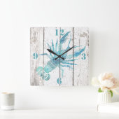 Lobster Beach House Wood Kijk naar de muur Vierkante Klok (Huis)