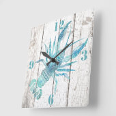 Lobster Beach House Wood Kijk naar de muur Vierkante Klok (Hoek)