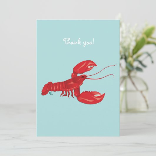 Lobster bedankt je briefkaart (Staand voorkant)