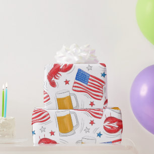 Lobster Beer Flag Star Cadeaupapier