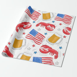 Lobster Beer Flag Star Cadeaupapier