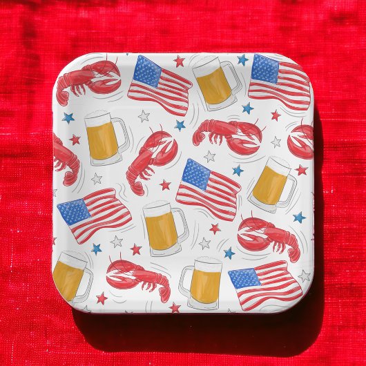 Lobster Beer Flag Star Papieren Bordje