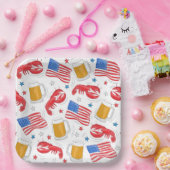 Lobster Beer Flag Star Papieren Bordje (Feest)