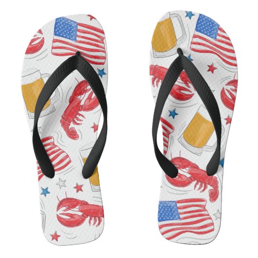 Lobster Beer Flag Star Teenslippers (Voetbed)
