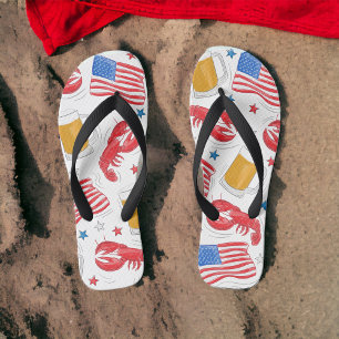 Lobster Beer Flag Star Teenslippers