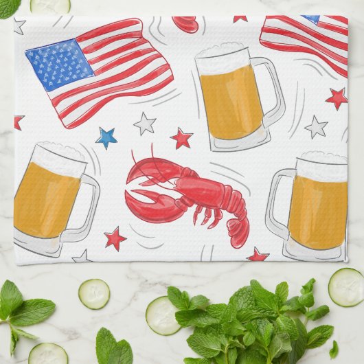 Lobster Beer Flag Star Theedoek (Gevouwen)