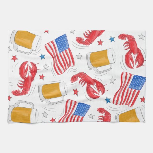 Lobster Beer Flag Star Theedoek (Horizontaal)