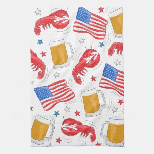 Lobster Beer Flag Star Theedoek (Verticaal)