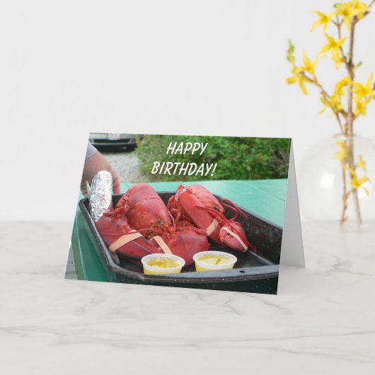 Lobster Birthday Card Kaart (Gele Bloem)