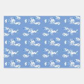 Lobster Blauw en Wit Wrapping Sheets Inpakpapier Vel (Voorkant 2)