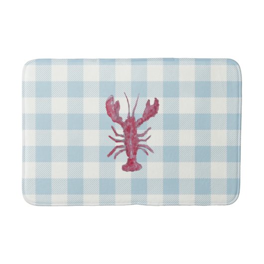 Lobster Blauw Gingham Rut Kust Badmat (Voorkant)