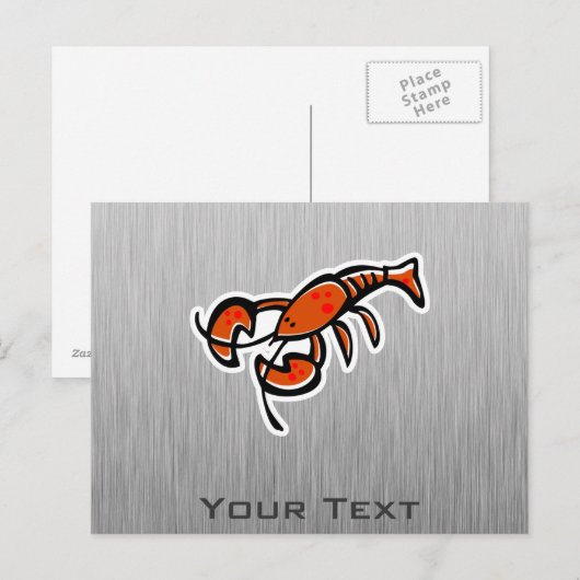 Lobster; blik van geborsteld metaal briefkaart (Voorkant / Achterkant)