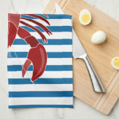 Lobster Blue en White Stripe Kitchen Towel Theedoek (Quarter Fold)