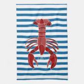 Lobster Blue en White Stripe Kitchen Towel Theedoek (Verticaal)