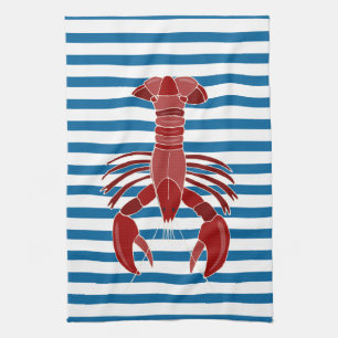 Lobster Blue en White Stripe Kitchen Towel Theedoek