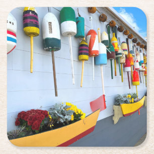 Lobster boeit op een gebouw in Gloucester MA Kartonnen Onderzetters