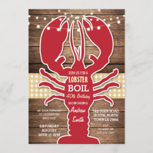 Lobster Boil BBQ All Age Birthday Party Crawfish Kaart