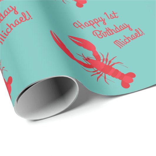 Lobster Boil Birthday Party Cute Kinder Cadeaupapier (Rol Hoek)